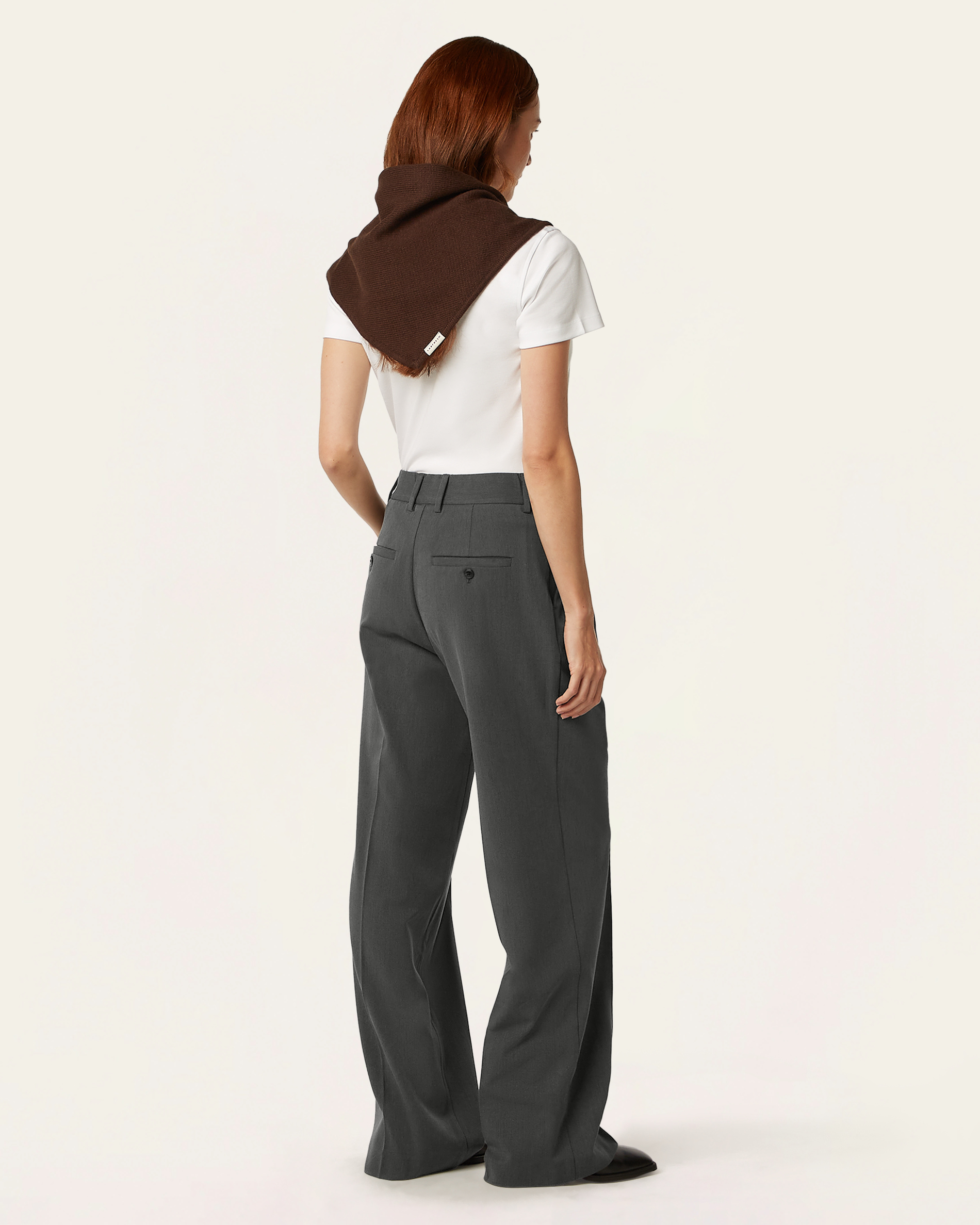 Pleated Signature Wide Pants - Dark Grey