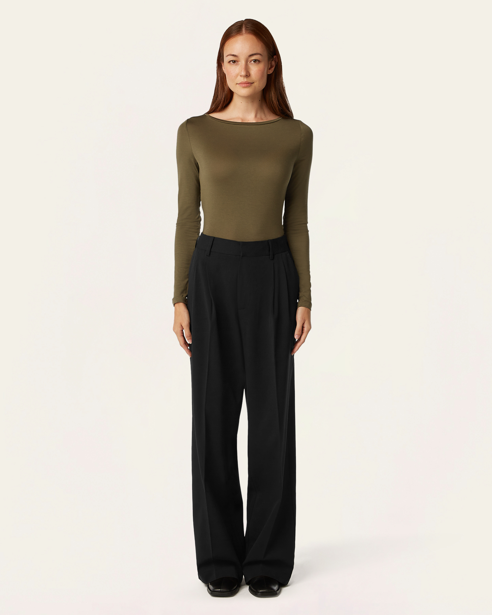 Pleated Signature Wide Pants - Black