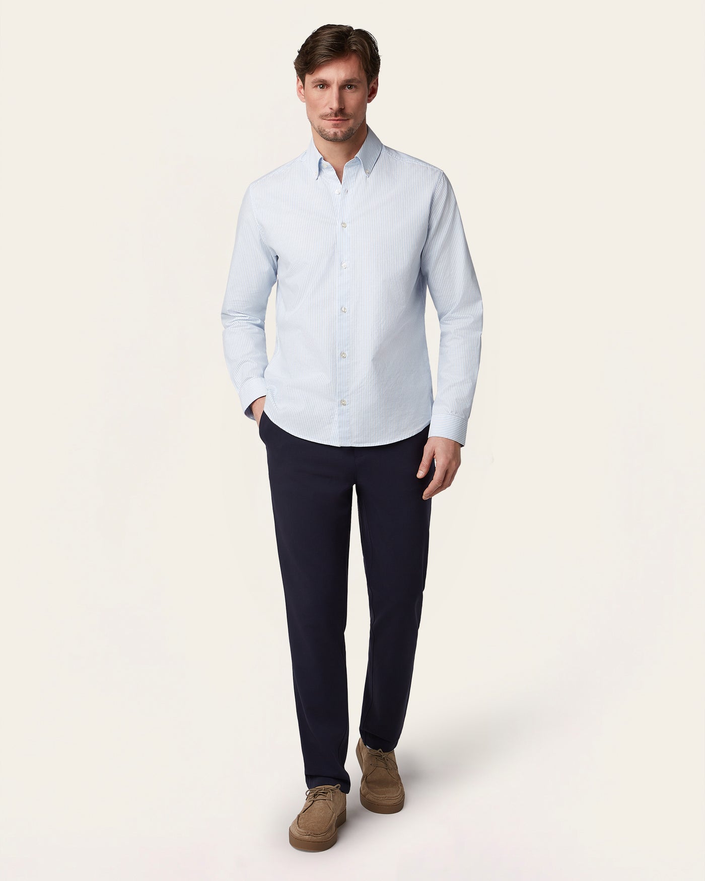 Oxford Shirt White / Blue Stripe