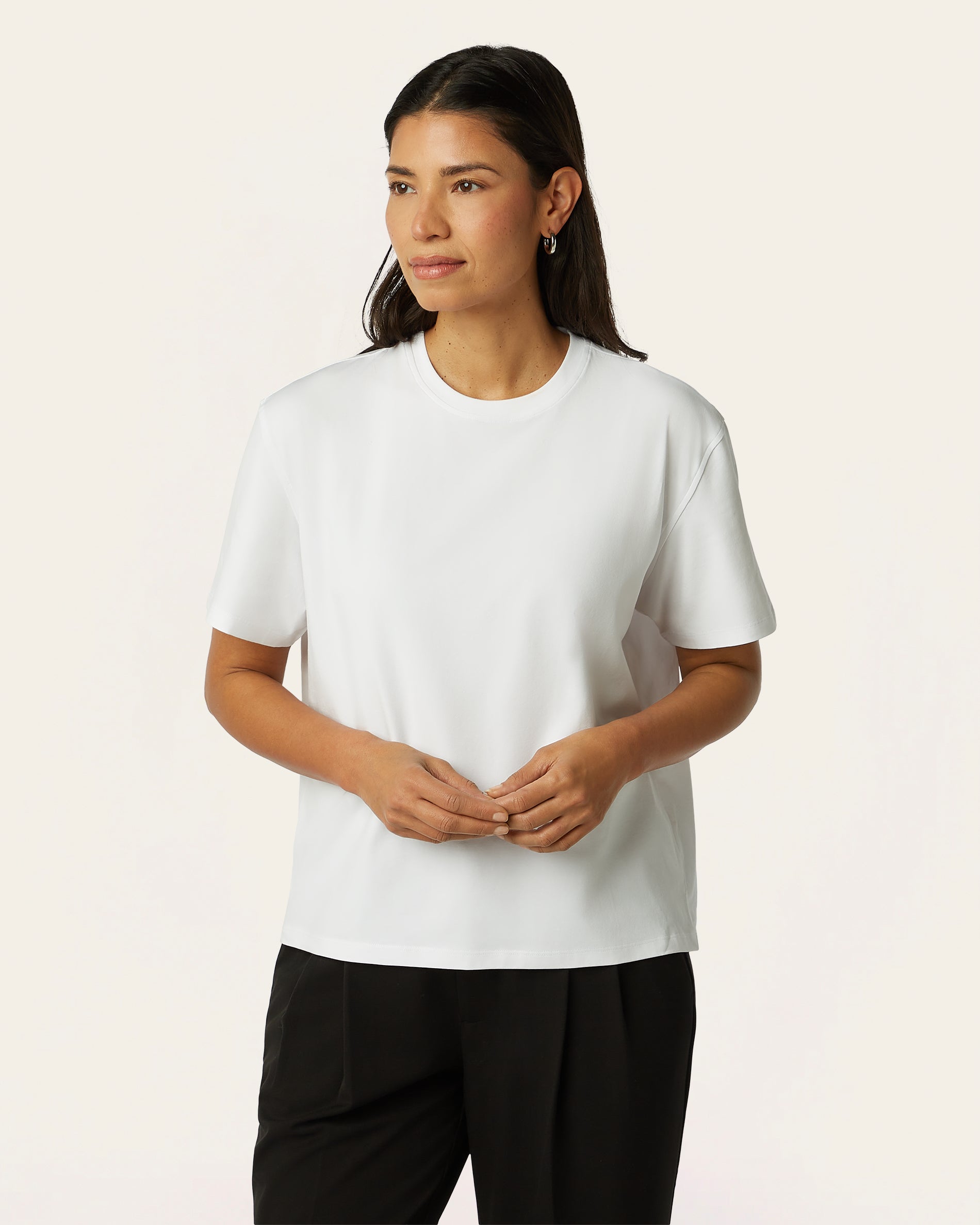 Women's White Forever Boxy fit t-shirt| LIV by LABFRESH