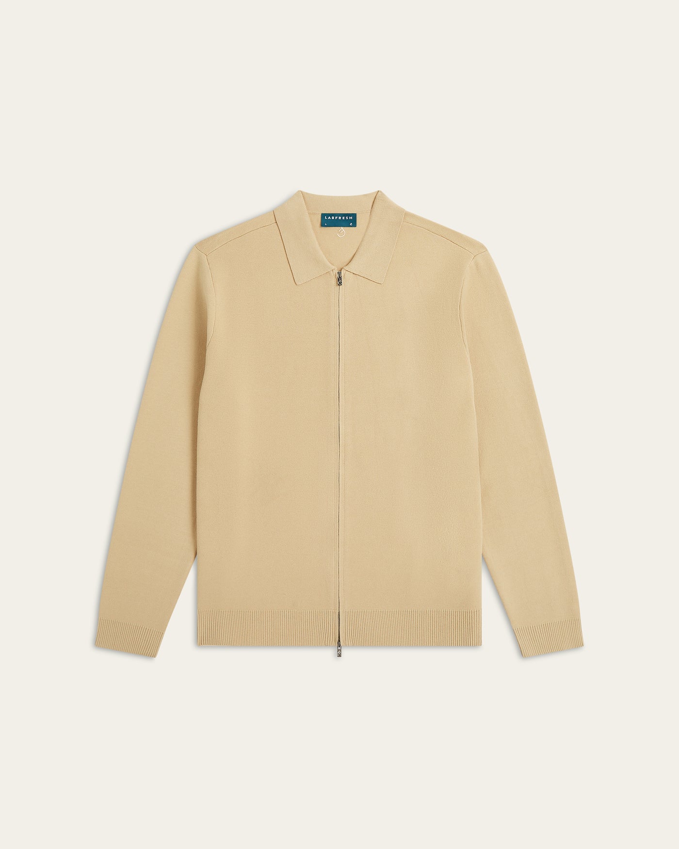 Full Zip Jacquard Cardigan Sand