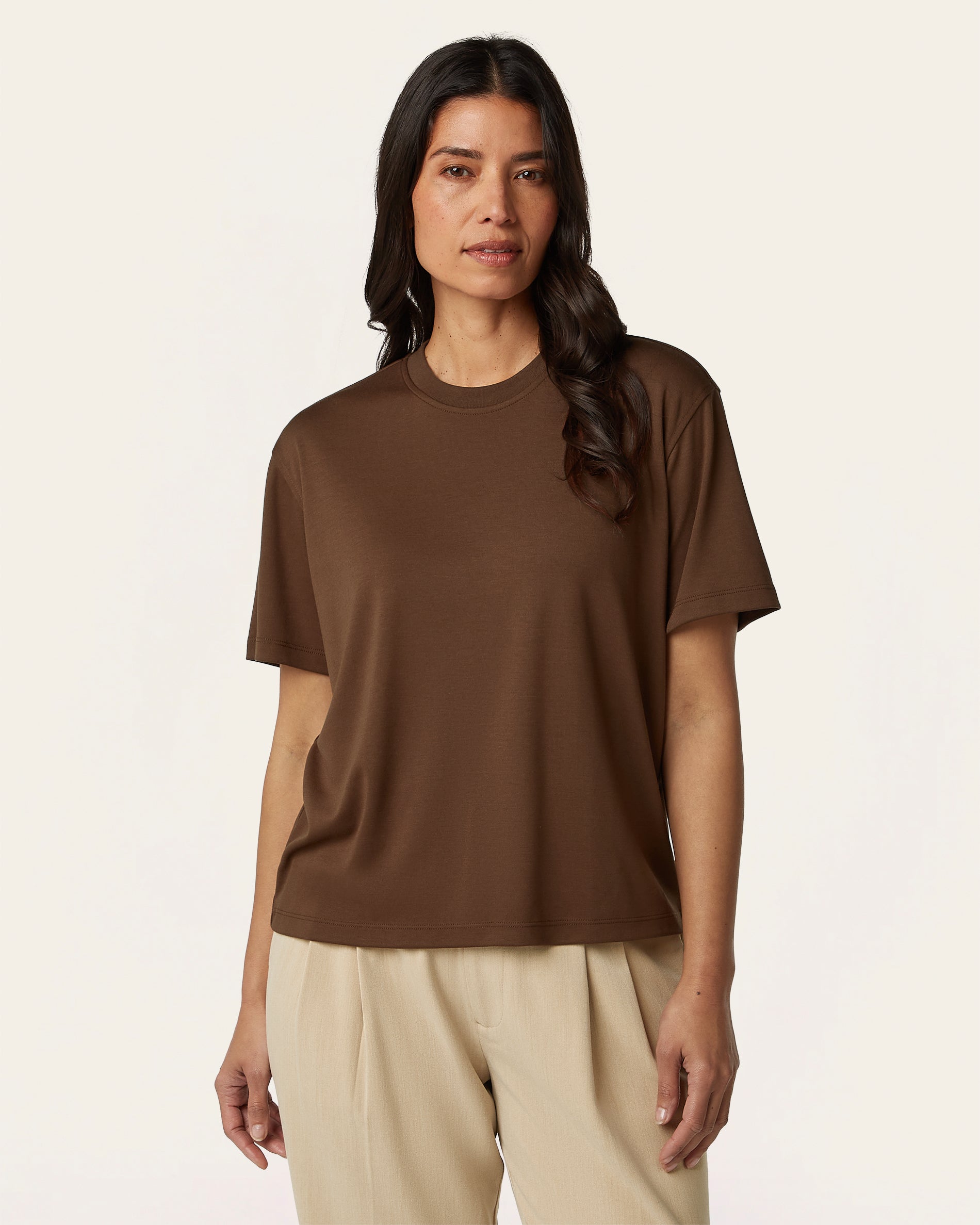 Interlock Boxy Fit T-shirt - Brown