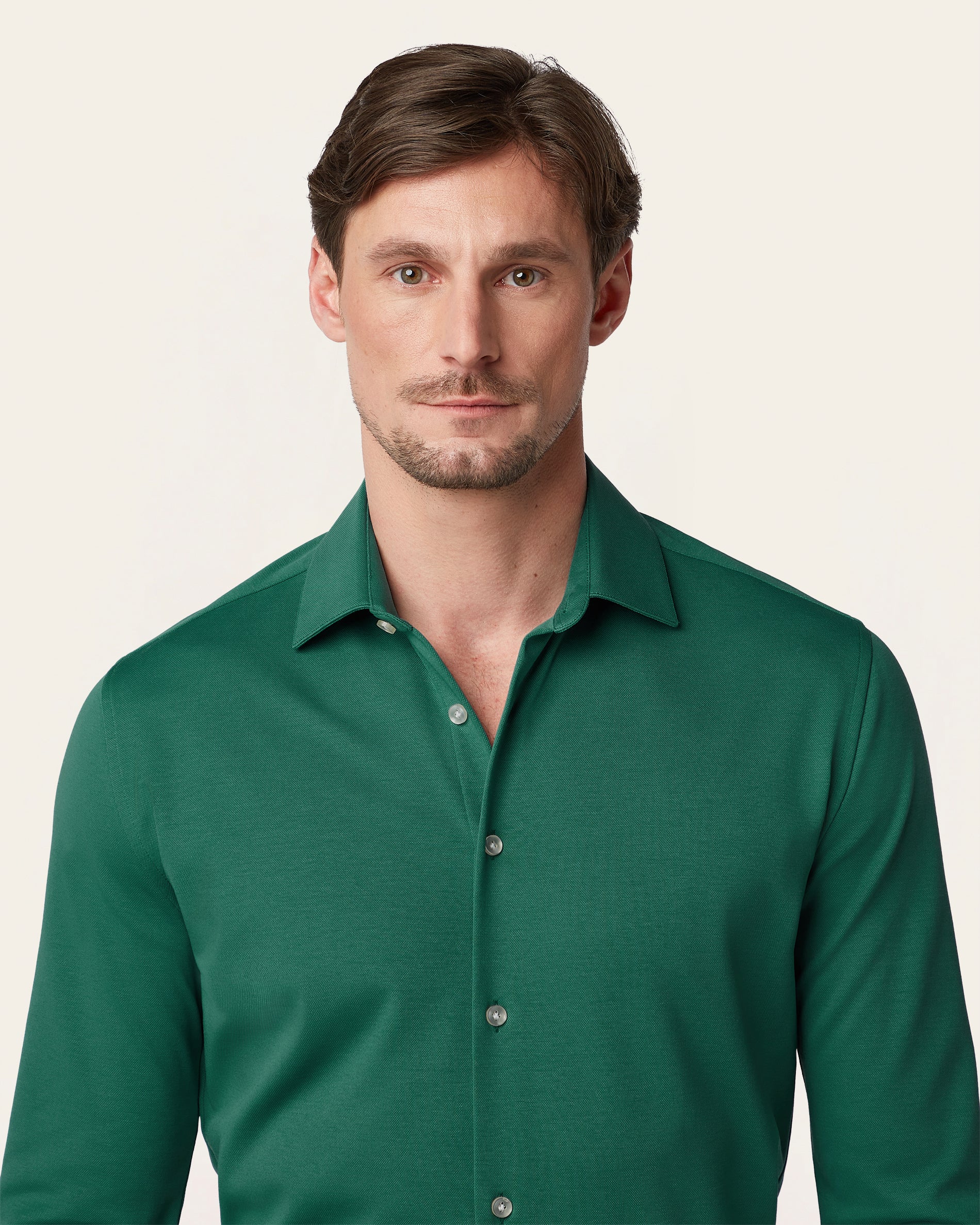 Knitted non-iron shirt North Sea Green