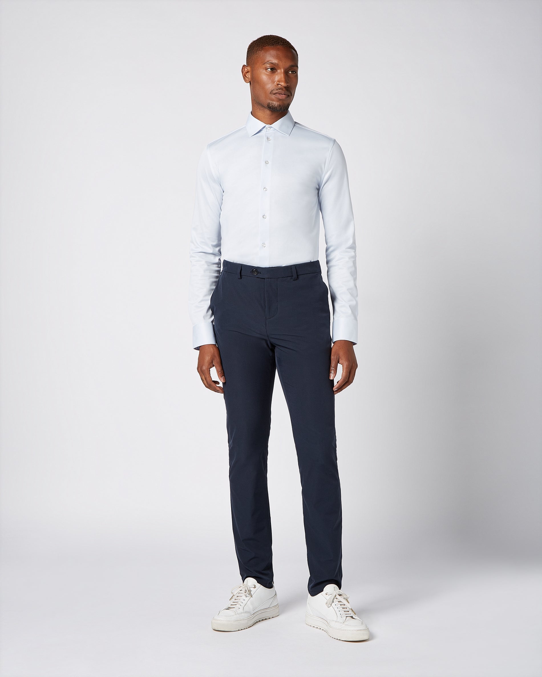 Prior Tech: Non-iron stretch shirt light blue