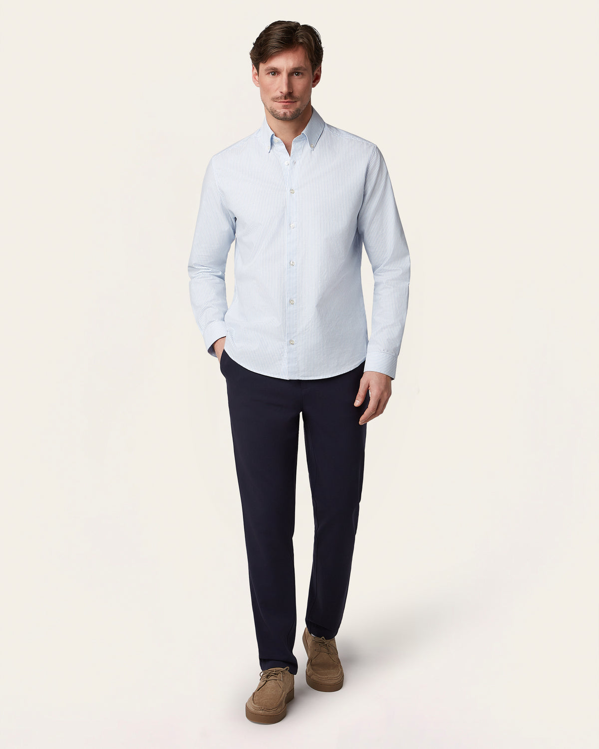 Oxford Shirt White / Blue Stripe