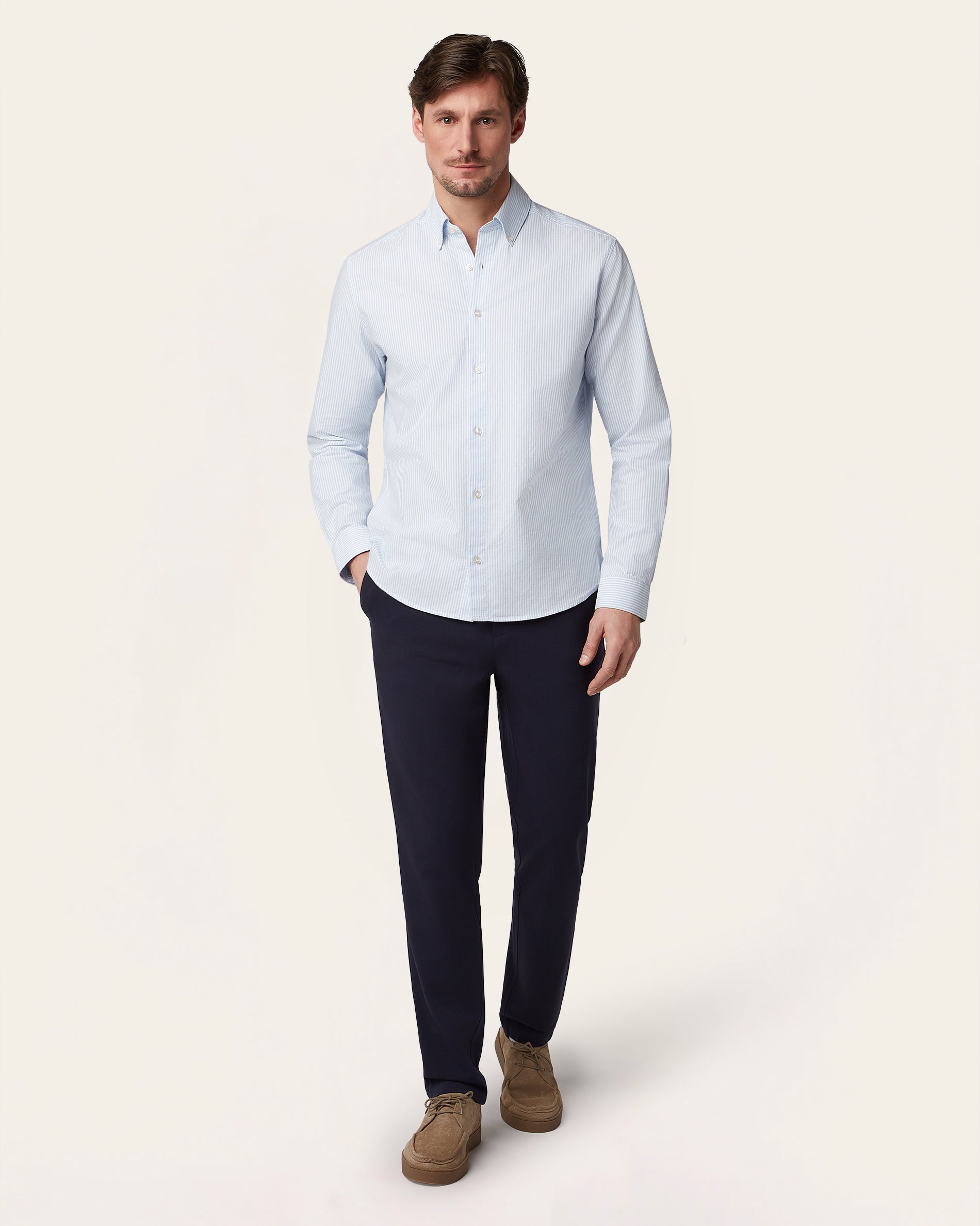 Oxford Shirt White / Blue Stripe