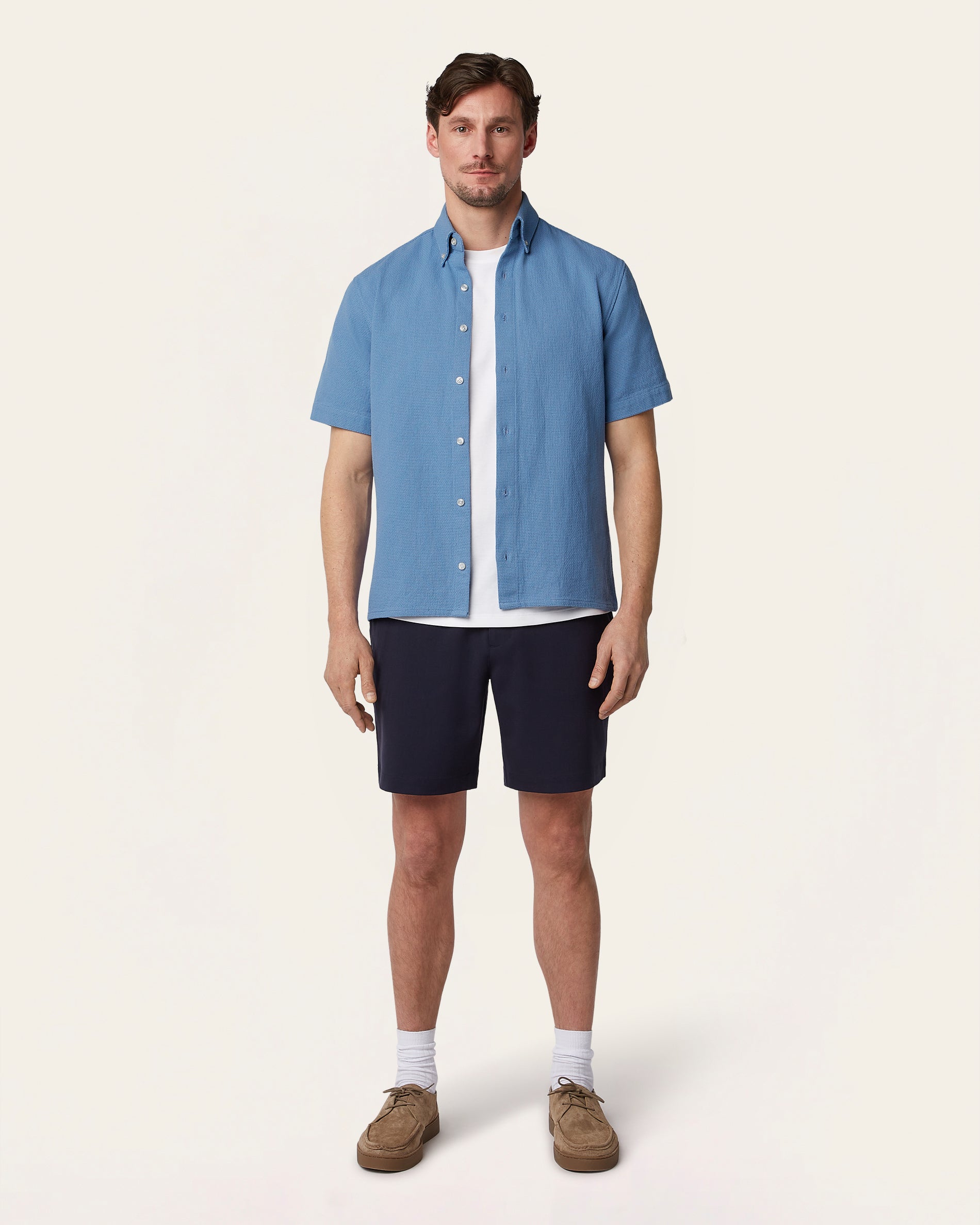 Short Sleeve Shirt Off White / Light Blue