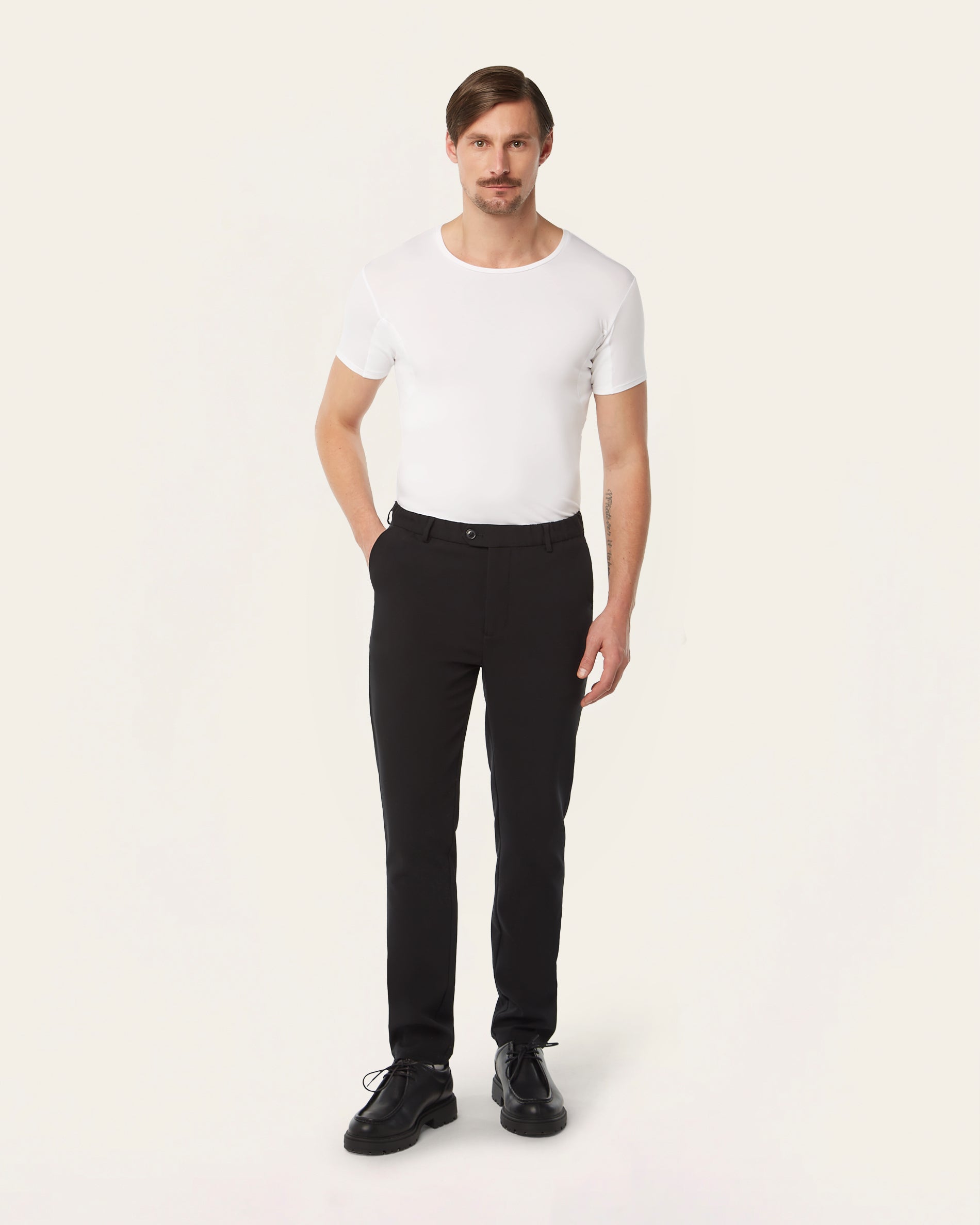 Crewneck sweat-proof undershirt white